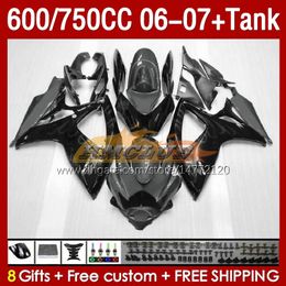 Injection Mould Fairings & Tank For SUZUKI GSXR600 750CC GSXR-750 K6 grey flames blk GSX-R600 06-07 154No.006 600CC GSXR 600 750 CC GSXR750 06 07 GSXR-600 2006 2007 OEM Fairing