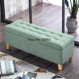 Clothing Storage Solid Wood Fabric Shoe Changing Stool Cabinet Home Door Sitting Bed End Sofa Long Shop Cloakroom