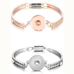 10pcs Rose Gold Silver Snap Bracelet For Women Men Fit DIY 18mm Snap Buttons Jewelry Button Bracelet Bangles191o