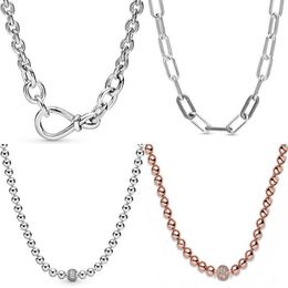 Original Chunky Infinite Knot Perlen schieben mich Link Schlangenkette Halskette für Pandora 925 Sterling Silber Perlen Charme Diy Jewelry271b