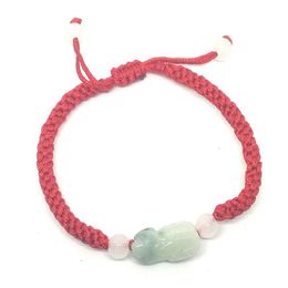 Natural Jade Hand-woven Rope Adjustable Bracelet Fashion Temperament Jewelry Gems Accessories Gifts Whole314G