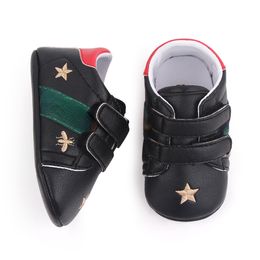 Baby Shoes Boy Girl Sports Sneakers Bee Newborn PU Leather Non-slip First Walkers With Bow Infant Soft Sole Shoes