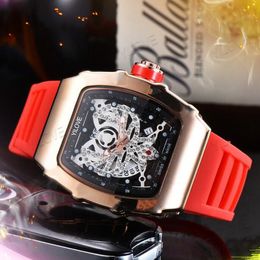 Men's Automatic Quartz Movement Brand Watch Comfortable Waterproof Rubber Strap Business Sports Clock Transparent Imported Crystal Mirror Battery Wristwatch