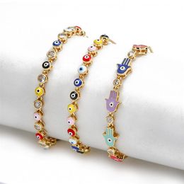 S2909 Fashion Jewellery Enamel Evil Eye Bracelet Colourful Blue Eyes Adjustable Bracelets270g