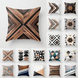 Pillow /Decorative Creative Wood Texture Marble Pillows Cases Modern Nordic Geometric S Case Farmhouse Home Decor Sofa Couch T