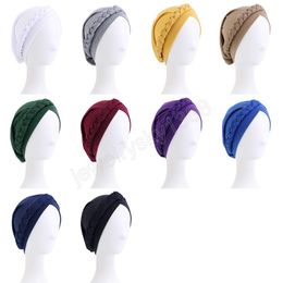 Muslim Women Turban Cap Braid Headwrap Casual Indian Hat Stretchy Hijab Soft Cancer Chemo Caps Hair Loss Cover Hair Accessorie