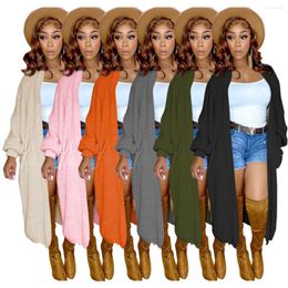 Women's Knits 2022 Loose Knitted Cardigan Sweater For Women Open Stitch Long Sleeve Autumn Spring Coat Solid Casual Oversize