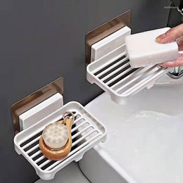 Soap Dishes Wall Mounted Box Bathroom Shower Holder Toiletries Organiser Kitchen Storage Rack Supplies For Bath