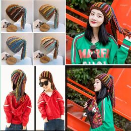 Berets Knitted Wool Hat Dreadlocks Wig Braid Warm Fashion Woollen Yarn Woven Personality Trend Funny For Europe And America