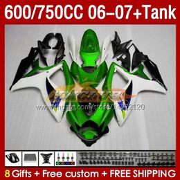 OEM Fairings & Tank For SUZUKI GSXR 600 750 CC GSX-R600 GSXR750 2006-2007 154No.136 GSXR-600 GSXR600 K6 600CC 750CC 2006 2007 GSXR-750 06 07 Injection Fairing green stock