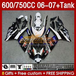 OEM Fairings & Tank For SUZUKI GSXR 600 750 CC GSX-R600 GSXR750 2006-2007 154No.96 GSXR-600 GSXR600 K6 600CC 750CC 2006 2007 GSXR-750 06 07 Injection Fairing cool blue blk