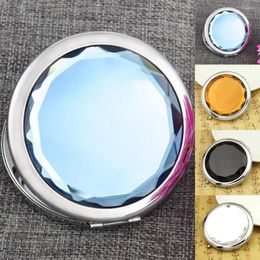 Compact Mirrors Genuine Portable Women Makeup Mirror Flexible Lady Double Sides Pocket Mini Rhinestone Crystal Cosmetic Beauty