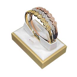 Metal round female DIY Bracelet opening Tricolour gold hand Jewellery bride tribe kink274p