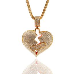 Pendant Necklaces for women Hip Hop New Full Diamond Band Aid Broken Heart Alloy Ok Tension Love 220420233y