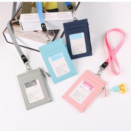 Card Holders 1Pcs Black Business ID Badge Wallet Pouch Women Men Coin Purse Holder Neck Strap Student Bus Bags