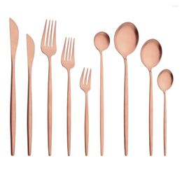 Dinnerware Sets Rose Gold Matte Flatware Cutlery Set Sainless Steel Home Party Fork Spoon Dessert Knife Kitchen Dinner Tableware