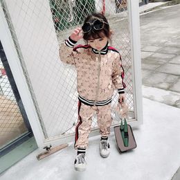 wholesale boys joggers Canada - Kids Boy Clothes Sets New Kid Print Tracksuits Winter Fashion Letter Hoodie Joggers Boys Girls Childs Casual Soprtwear 2 Styles264H