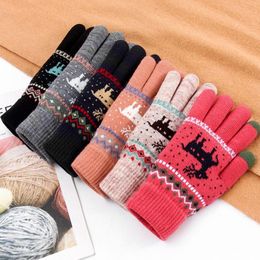 Rimiut moda erkekler için kalın eldivenler kadınlar Noel geyiği yazdırılmış sıcak sonbahar kış tam parmak eldivenleri cpa4364 Noel