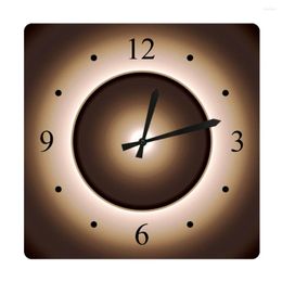 Wall Clocks Tan Brown Moon Effect Printed Design Square Large Clock Natural Attraction View For Home Decor Modern Watch