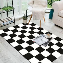 Carpets Large European Geometric Black And White Carpet Area Rug For Bedroom Livingroom Kitchen Baths Mat Door Anti-Slip Home