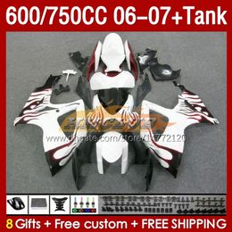 Injection Mould Fairings & Tank For SUZUKI GSXR750 GSXR600 K6 GSX-R600 2006 2007 154No.43 GSXR-750 GSXR 600 750 CC 750CC 06-07 600CC GSXR-600 06 07 OEM Fairing red flames blk