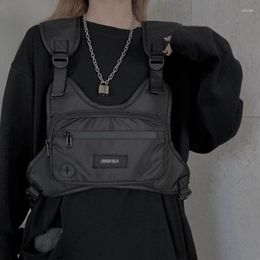 Women's Tanks Techwear Tactical Vest Women Harajuku Street Hip Hop Chest Bag Adjustable Multifunction Waistcoat Sleeveless Jacket