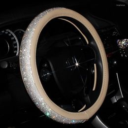 Steering Wheel Covers Luxury Crystal Car For Women Man Leather Rhinestone Wheels Interior Accessories