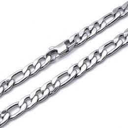 6mm Figaro Chain Men Jewellery 100% Stainless Steel Necklace for Man 18-36 Inches Waterproof244o244E