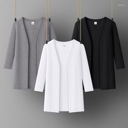 Women's Jackets Women Spring Summer Cardigan Half Sleeve Office Lady Basic Tops Black White Cotton Woman's Clothings