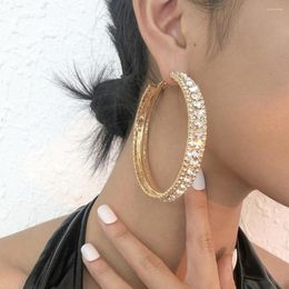 Hoop Earrings Luxurious Ladies Big Circle Full Crystal Gold Shiny Diamante Wholesale Party Jewellery Gifts Drop