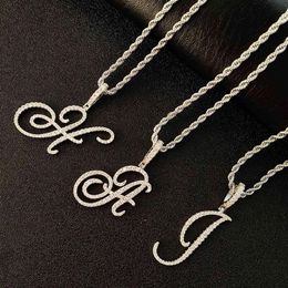 Fashion Ice Hip Hop Jewellery Charms Diamond Necklace Jewellery Tennis Chain Curvise Initial Necklace320c