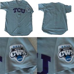 GlaMit TCU Horned Frogs 2010 CWS College Sewn Baseball Jersey 100% Stitched Custom Baseball Jerseys Any Name Any Number S-XXXL