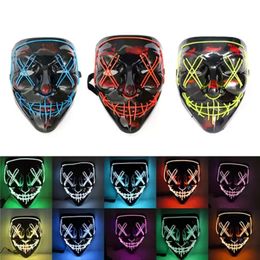 10 Farben Halloween Scary Party Maske Cosplay LED-Maske leuchten EL Wire Horror-Maske für Festival Party Meer Versand RRB15548