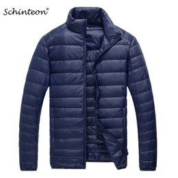 Men's Down Parkas Schinteon Men Ultra Light White Duck Down Jacket Thin Stand Collar Solid Colour Simple Autumn Outwear 220919