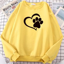 Men's Hoodies Men's & Sweatshirts Male Sweater Heart Shape And Dog Footprints Print Pullover Mens Round Neck Casual Big Size Mans