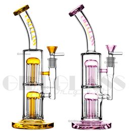 12 inches Glass Bongs hookha smoking Water Pipes dab rig 5mm Thick Bong Double Honeycomb Perc 2 Percolator With quartz Nail Handmade Dab Rigs