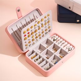 Jewelry Boxes Organizer Display Travel Jewellery Case Portable Box Leather Storage Earring Holder 220916