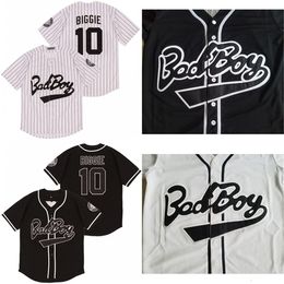 GlaMitNess Biggie Smalls 10 Bad Boy White Baseball Jersey Includes Patch White Black Fashion Double Stitched High Quality