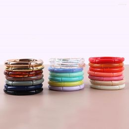 Charm Bracelets Trendy Bohemian Candy Colour Acrylic Bamboo Bracelet For Women Girl Thin Tube Beads Bangles Wristband Fashion Jewellery