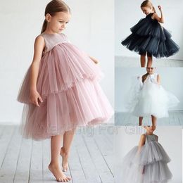 Girl Dresses Customise Simple Flower Tulle Layers Selling 2022 Celebrity Kids Satin Prom Gowns