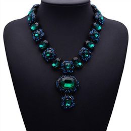2019 High Quality Vintage Crystal Necklaces & Pendants 6 Colours Rhinestone Long Chain Statement Necklace For Women Jewelry308J