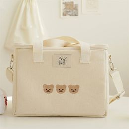 Diaper Bags Embroidered Bear Insulation Mommy Multifunctional Mother Kids Go Out Messenger Carriage Infant Care Organizer 220919