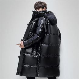 Men's Down Parkas Brand Top Quality 90% White Duck Down Jacket Men Fashion Long Style Hooded Thicken Warm Winter Jacket Male Windproof Parkas 220919