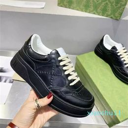 Dress Shoes Platform Shoe Luxury Designer Embroidered Black Leather With Smooth Sneaker Wedge Espadrille 2022