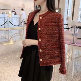 Giacche da donna autunno inverno inverno navigatura francese tweed giacca in lana di fascia alta elegante o crollo top outwear