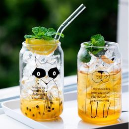 Mugs 400ml Modern Fashion Cola Mug Transparent Glass Juice Cute Animal Milk Tea Cup Summer Beach Cold Drink Smoothie Cups