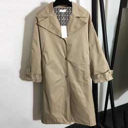 Creative Single Breasted Windbreakers Fashion Loose Trench Coats Lapel Neck Long Sleeve Girls Jacket Coat