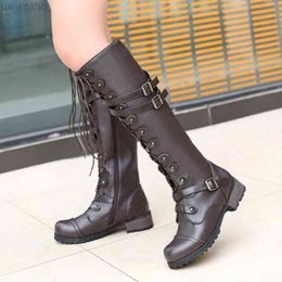 Boots Woman Shoes New Steampunk Gothic Vintage Style Retro Punk Buckle Military Combat Winter Boots Fashion Women Shoes Leather Boots L220920
