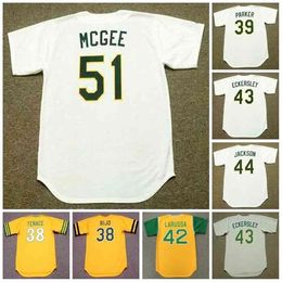 GlaC202 Vintage Baseball Jersey 38 GENE TENACE 1972 JOSE RIJO 1986 39 DAVE PARKER 1989 42 TONY LARUSSA 1971 43 DENNIS ECKERSLEY 44 REGGIE JACKSON