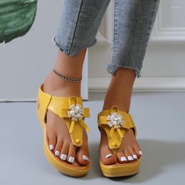 Slippers Summer Women 2022 Fashion Wedge Platform Flip Toe Flops Shoes Female Flower Sandals Retro Rome Beach Slides